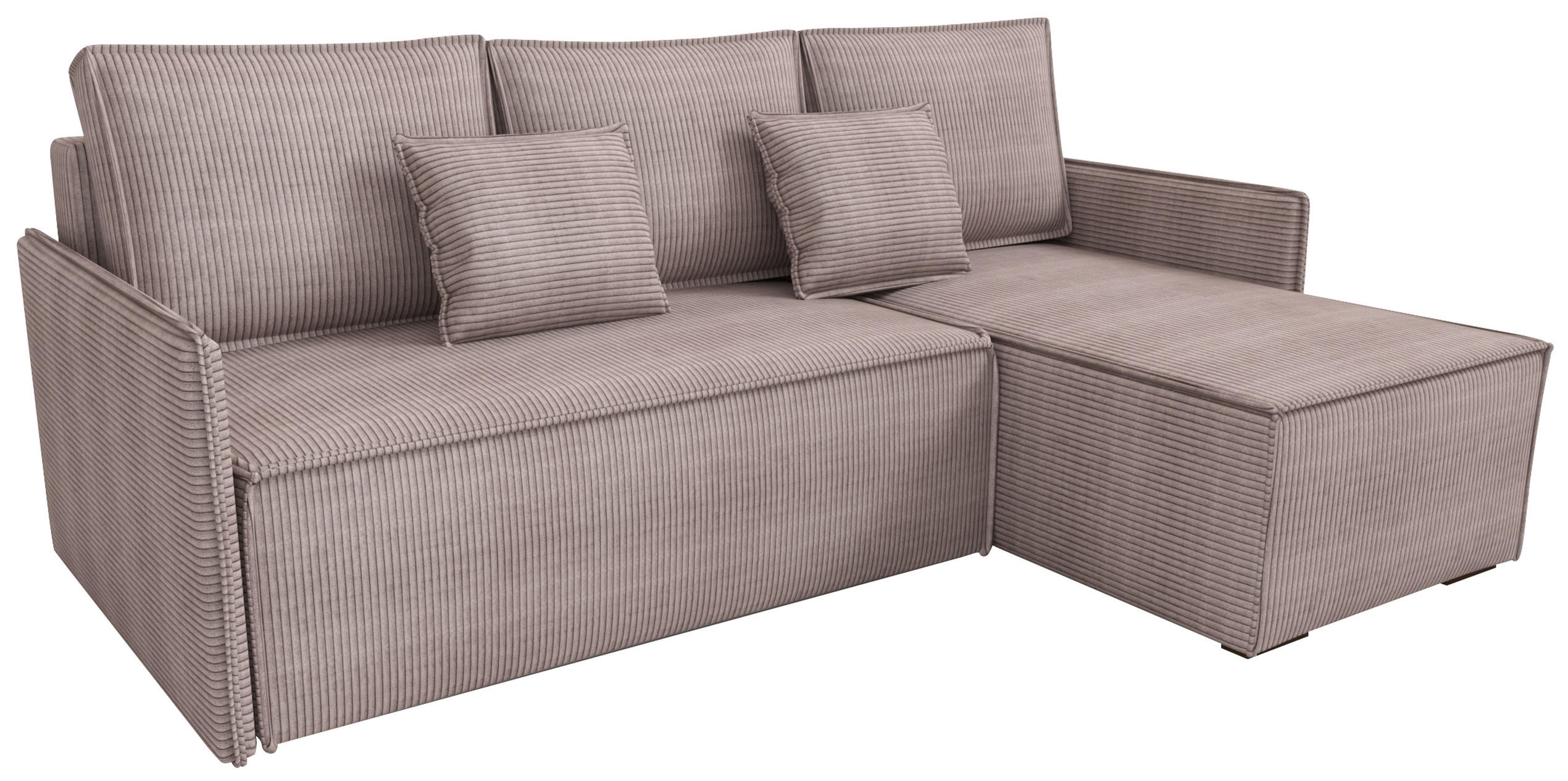 ECKSOFA Atlantic mit Schlaffunktion Puderrosa Cord - Rosa, Textil (238/141cm) - Bromarkt