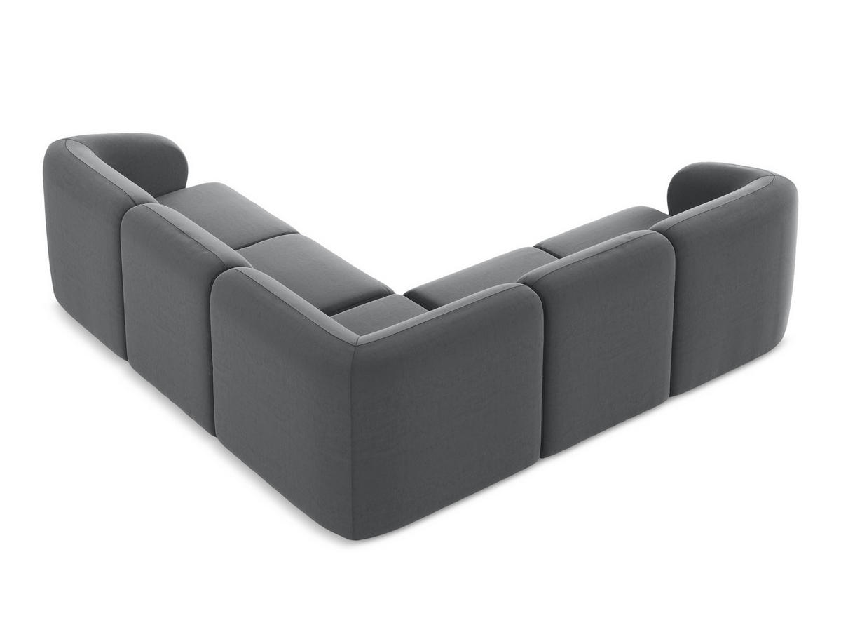 ECKSOFA Samt Stoff Grau - Edelstahlfarben/Schwarz, Holzwerkstoff/Kunststoff (251/251cm) - Makamii