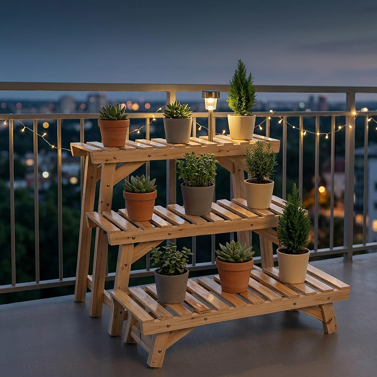 BLUMENSTÄNDER Natur 3er-Set Tannenholz 70x25 cm - Hellbraun, Holz (70/49/25cm) - Relaxdays