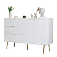 SIDEBOARD aus MDF 120x38x80,5 cm Weiß/Gold mit 3 Schubladen und 2 Türen - Weiß, Holzwerkstoff (120/80.5/38cm) - IVMEU