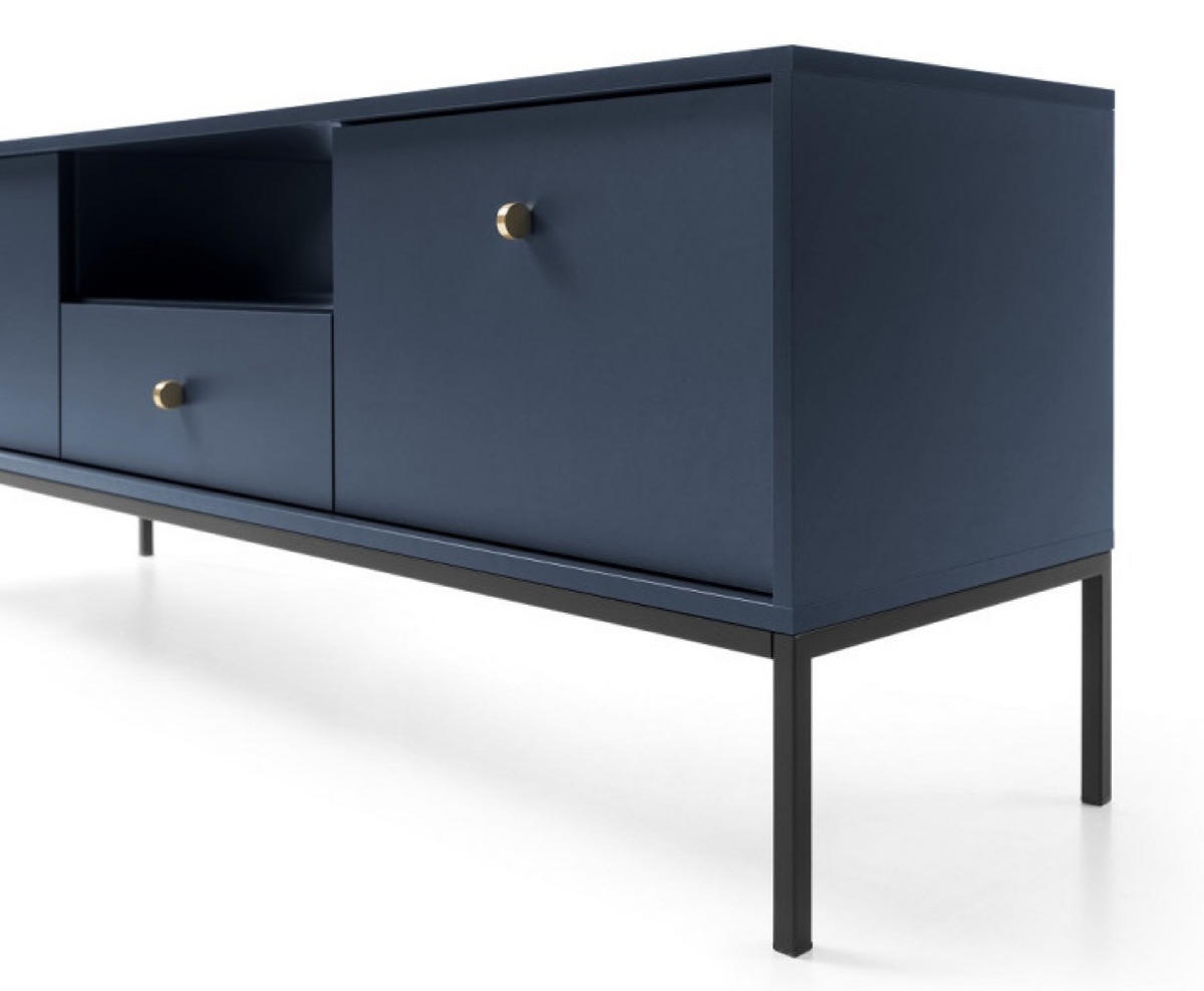 TV-LOWBOARD Granat Monako Ständer Schwarz - Blau, Holzwerkstoff (153.4/56.2/39cm) - Sepro Meble