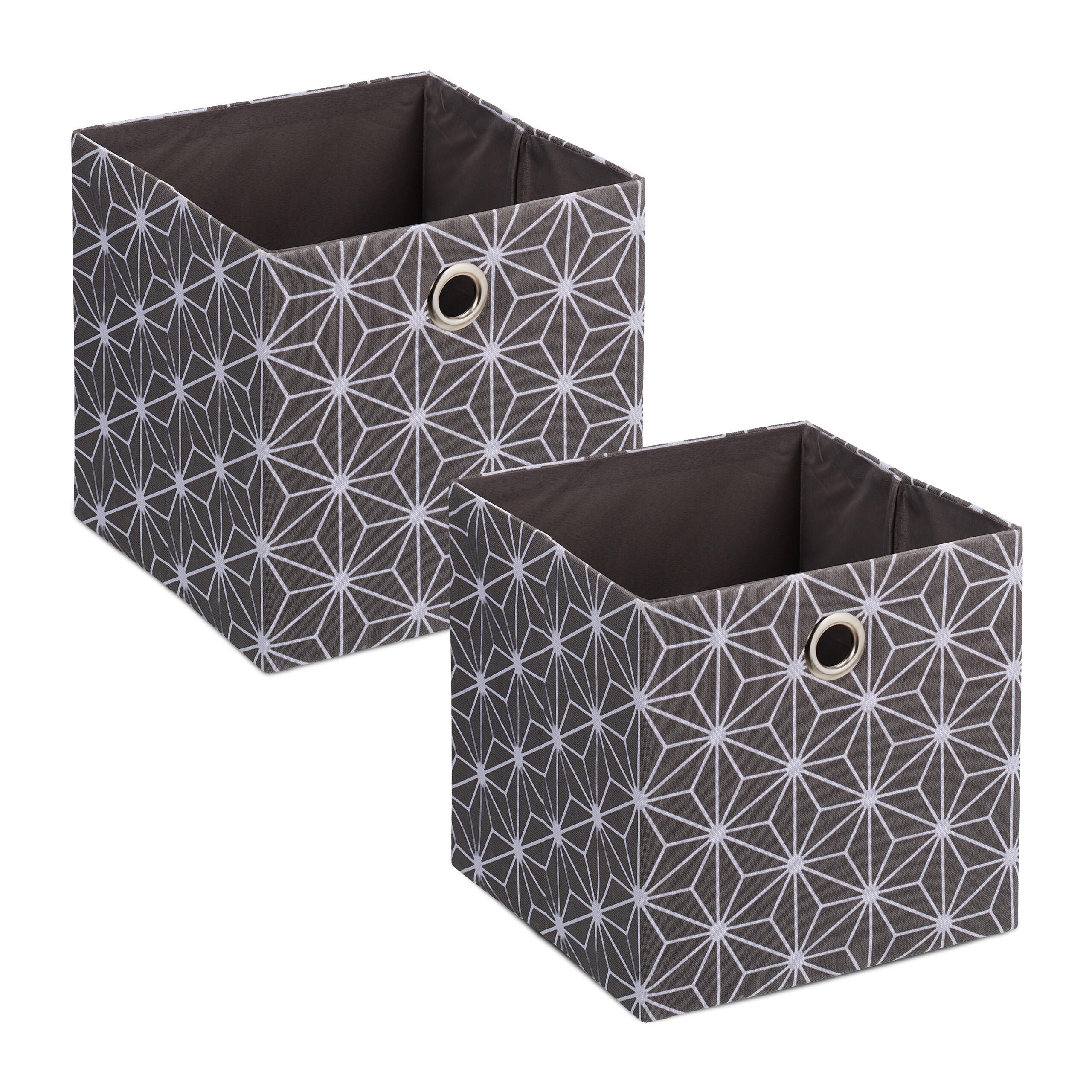2XAUFBEWAHRUNGSBOX - Grau, Papier/Textil (30/30.5/30cm) - Relaxdays