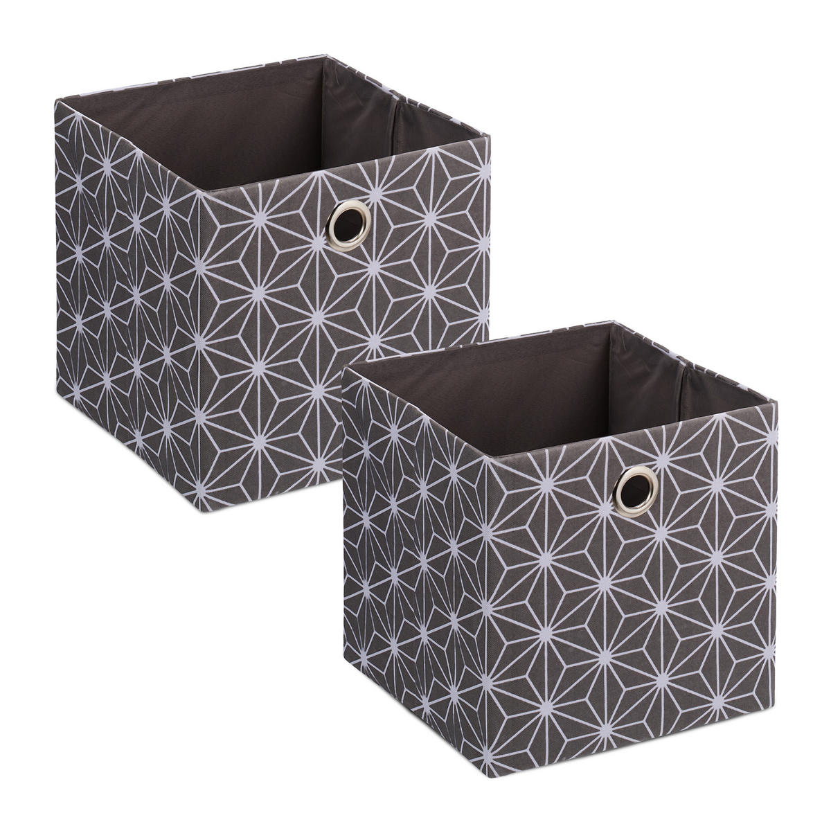 2XAUFBEWAHRUNGSBOX - Grau, Papier/Textil (30/30.5/30cm) - Relaxdays