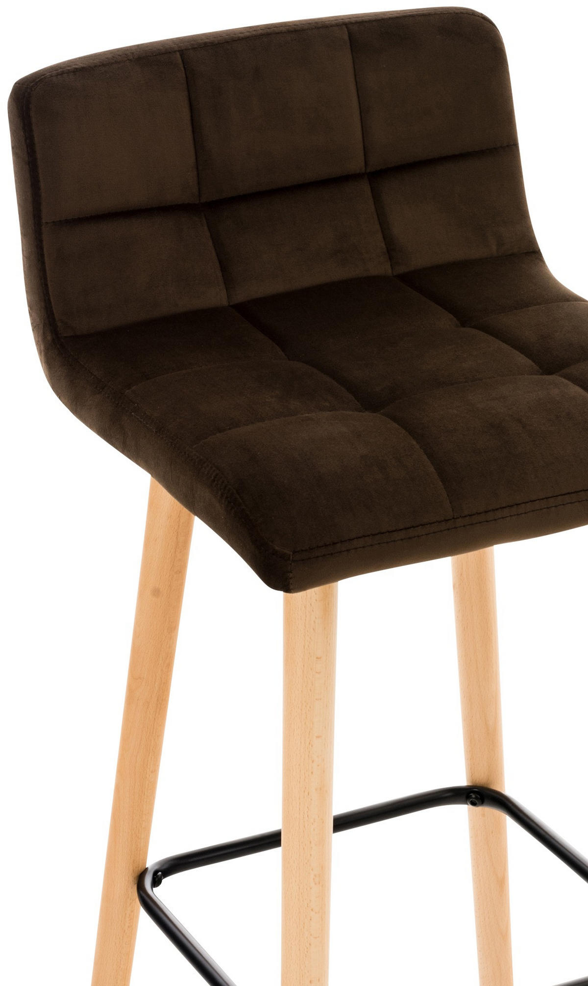 BARHOCKER 2er Set Samt Braun - Eukalyptusholzfarben/Braun, Holz/Textil (42/94/49cm) - CLP