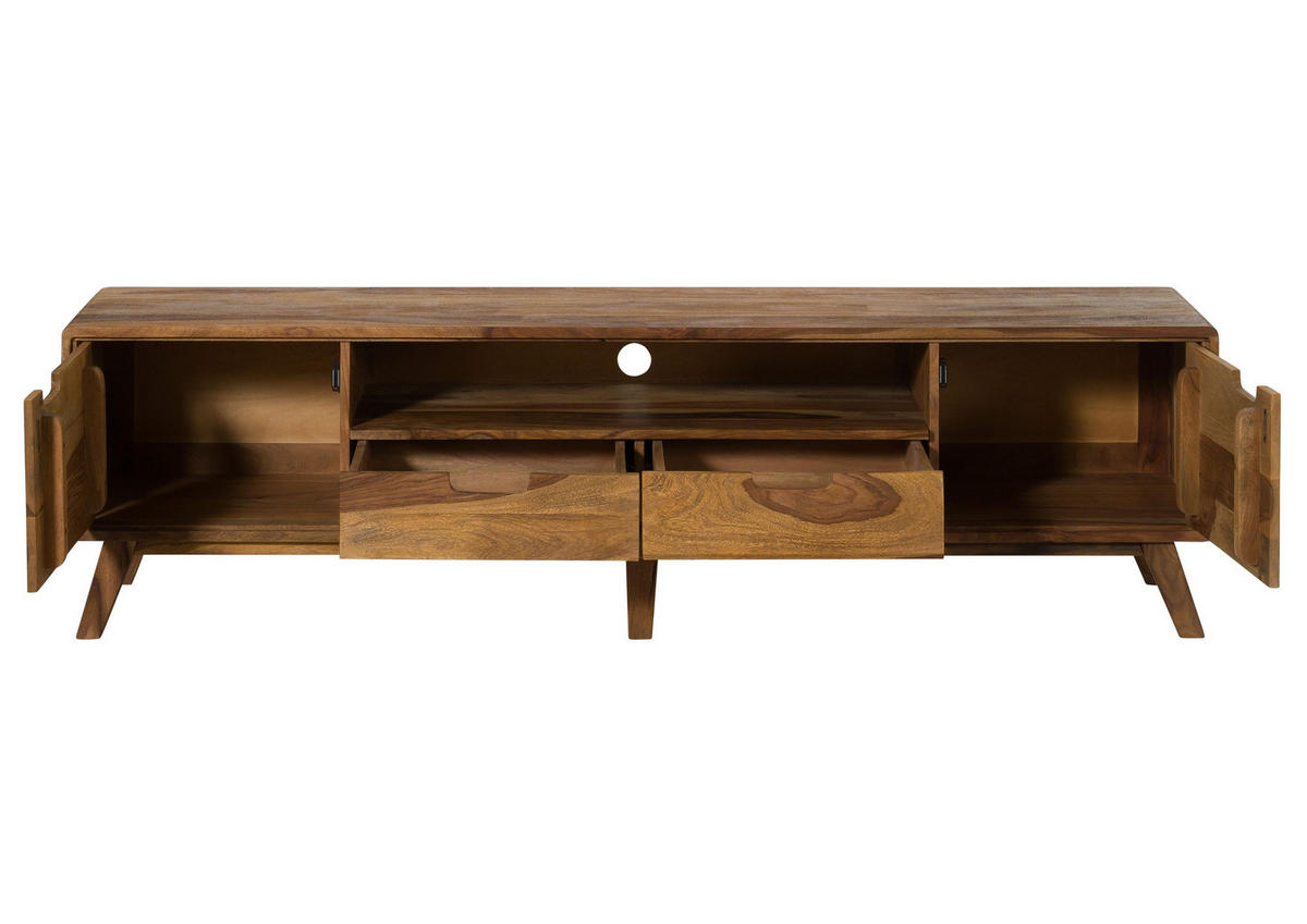 TV-BOARD Sheesham 180x40x48 natur sandgestrahlt lackiert MALMÖ 2 #221 - Naturfarben, Holz (180/48/40cm) - Massivmoebel24