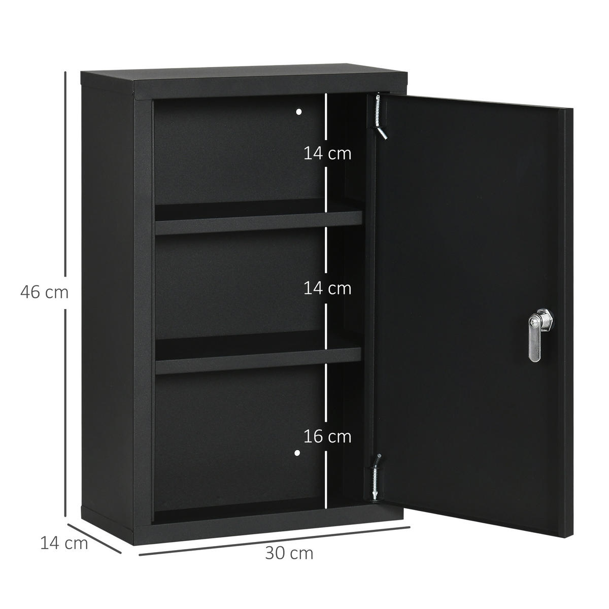 MEDIZINSCHRANK Schwarz 1 Stück - Schwarz, Naturmaterialien (30/46/14cm) - GiPP