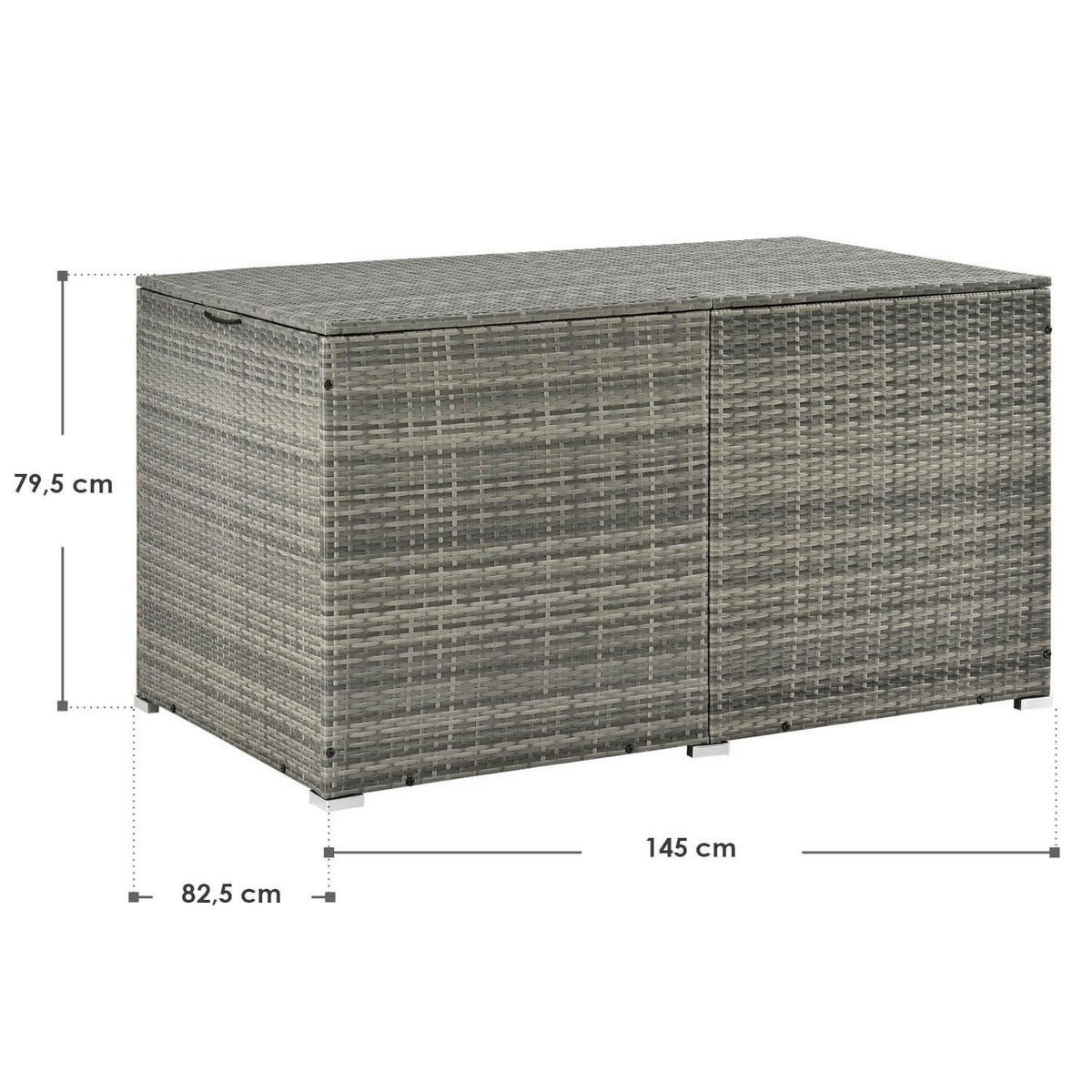 AUFLAGENBOX Ikaria grau-meliert - Grau, Kunststoff (145/80/83cm) - Juskys