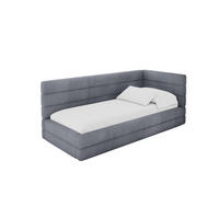 EINZELLBETT Jugendbett mit Bettkasten, Links - BEMY 90x200 Grau - Grau, Holzwerkstoff/Textil (90/200cm) - ALTDECOR