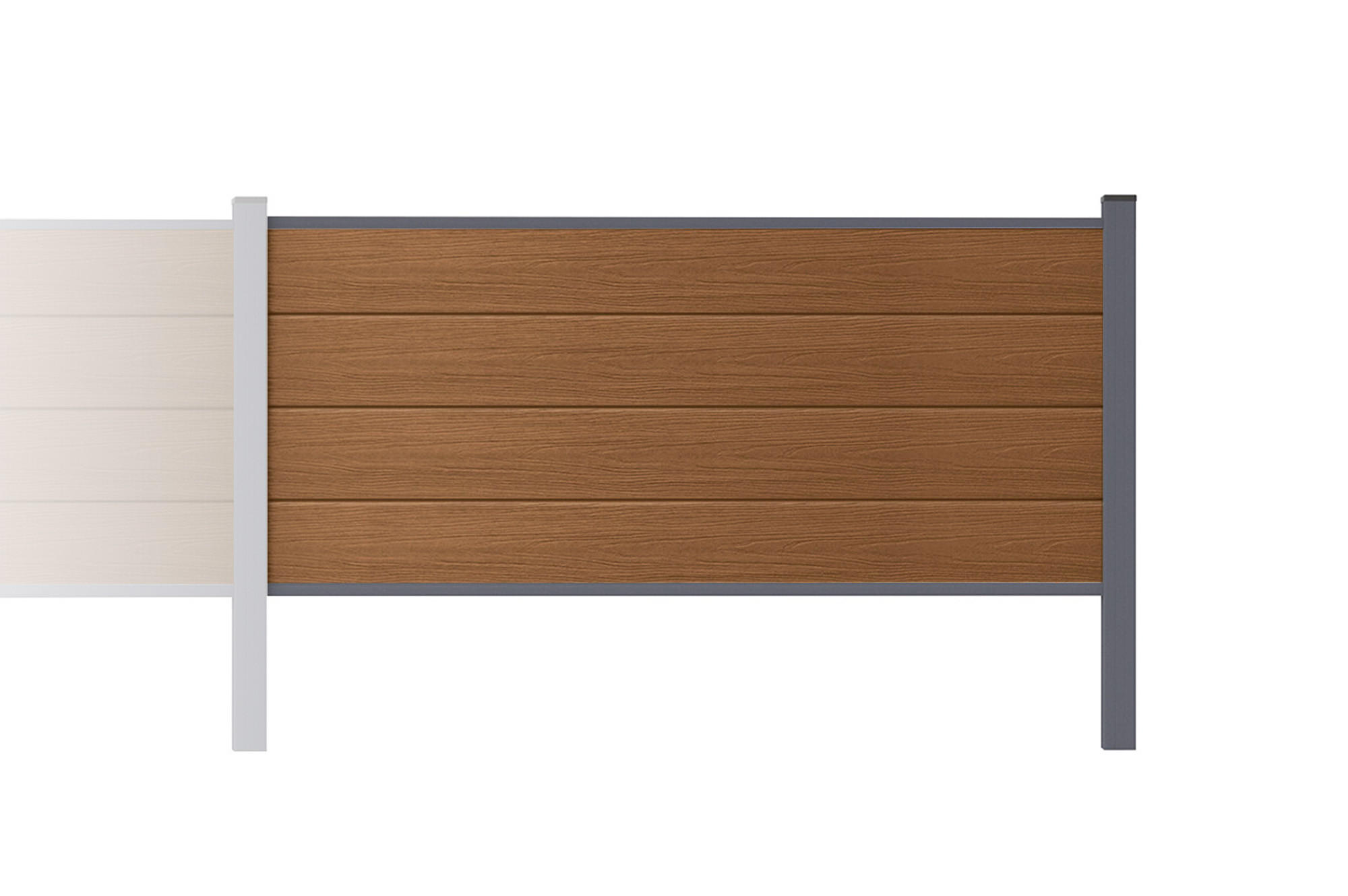 ERWEITERUNGSSET für Verbundzaun 2 m STOCKHORN, H. 90 cm, zum Einbetonieren, Teakholz - Grau, Holzwerkstoff (200/90cm) - Casanoov