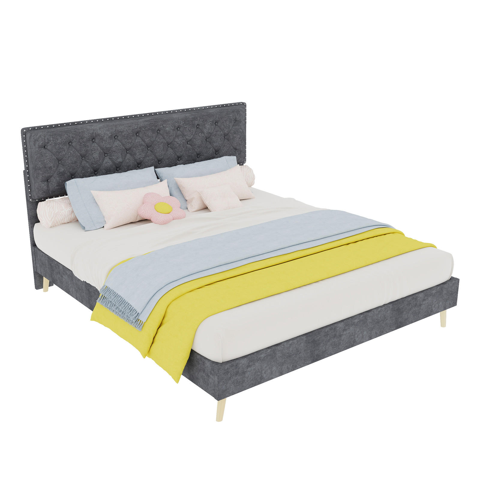 POLSTERBETT 160/200 cm DE-32971 mit Matratze Grau - Grau, Metall (160/200cm) - ComfortXL