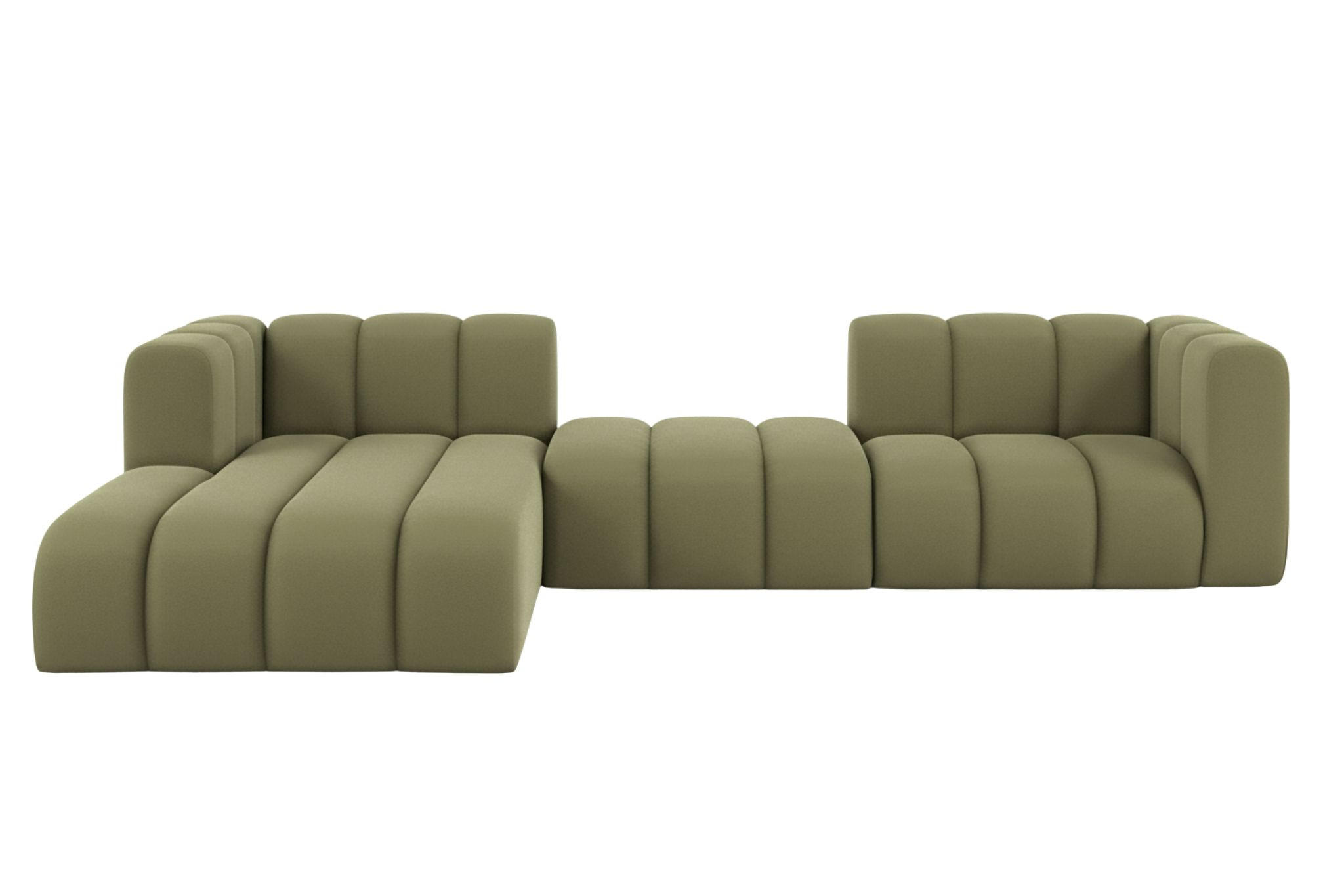 ECKSOFA L-Form Grand L 319 cm, Veloursstoff Salvador, Olive, Links - Olivgrün, Holz (319/179cm) - Kaiser Möbel