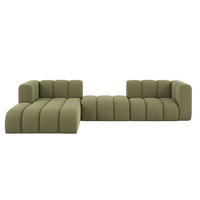 ECKSOFA L-Form Grand L 319 cm, Veloursstoff Salvador, Olive, Links - Olivgrün, Holz (319/179cm) - Kaiser Möbel