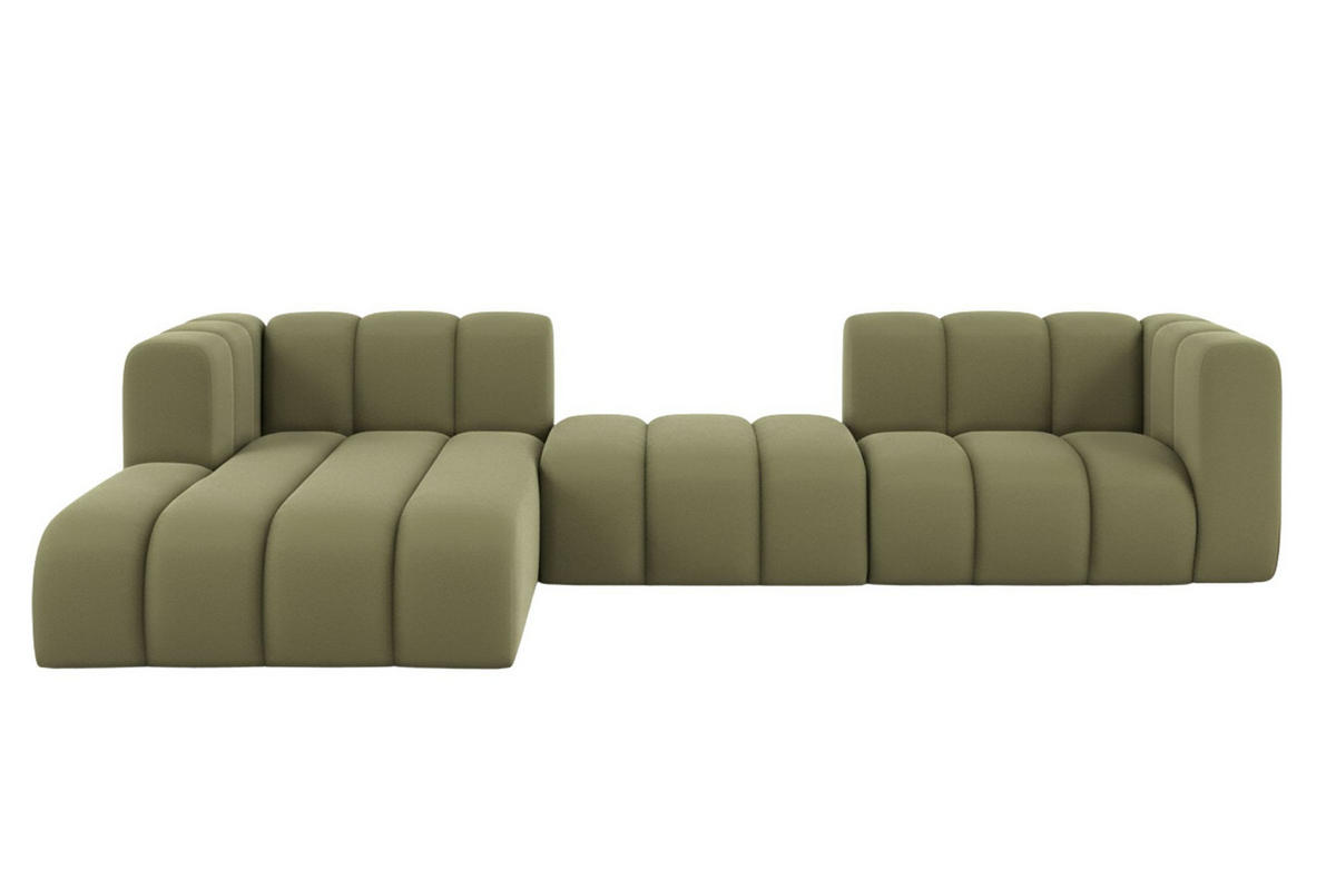 ECKSOFA L-Form Grand L 319 cm, Veloursstoff Salvador, Olive, Links - Olivgrün, Holz (319/179cm) - Kaiser Möbel