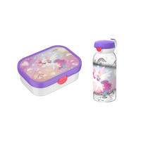 LUNCHSET (FLASCHE MIT KLAPPDECKEL) Campus Unicorn Glow 600 ml + 750 ml 2er Set - Lila/Multicolor, Kunststoff (10.8/21.8/21.8cm) - Mepal