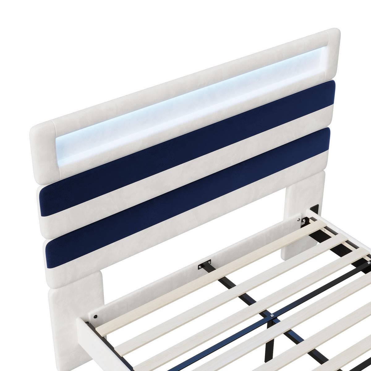 POLSTERBETT 140x190 cm LED 2 USB Lattenrost weiß - Weiß, Holz (140/190cm) - LEBENLANG