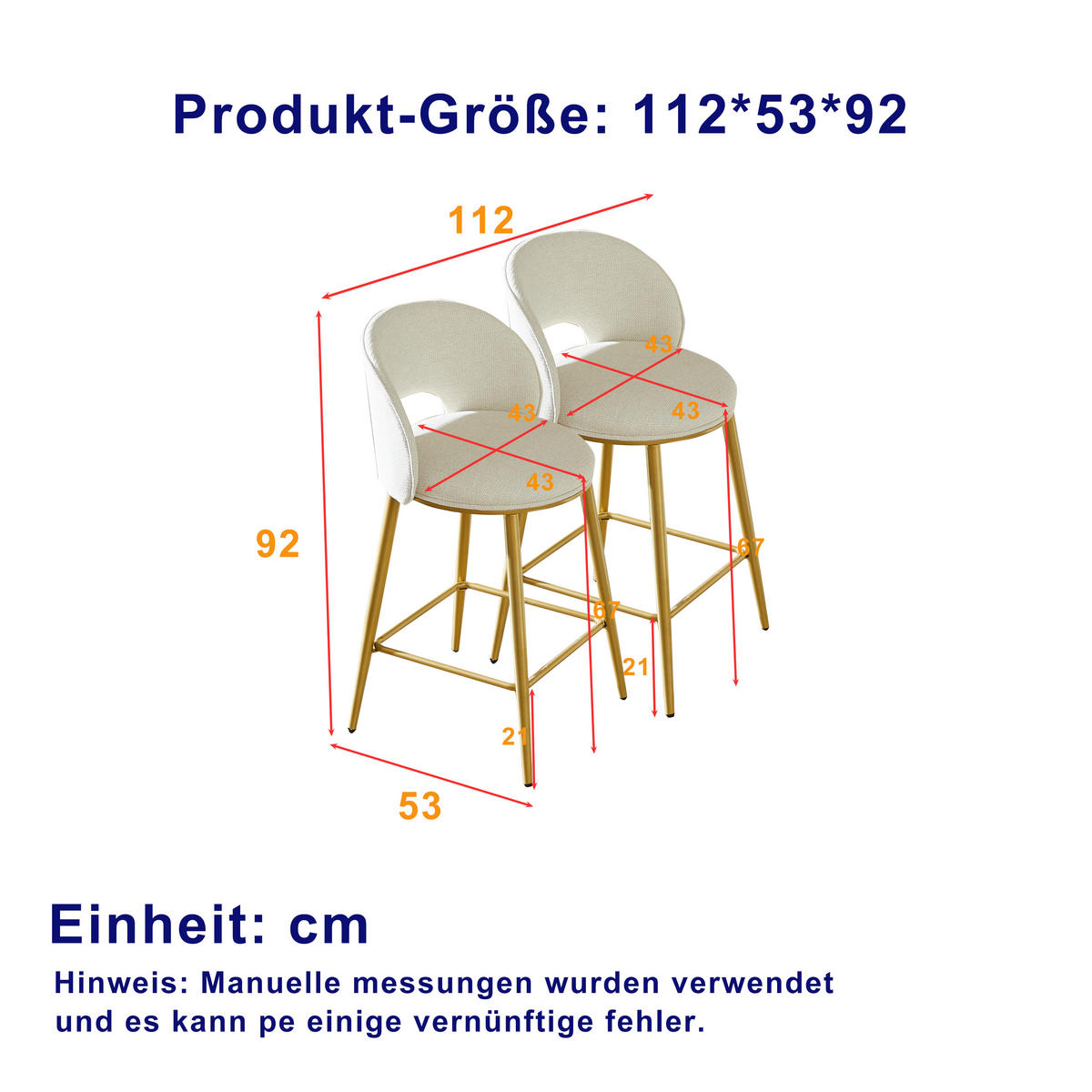 BAROVÁ ŽIDLE látka žinylka čalouněná, kovový rám s opěradlem, sada 2 ks - béžová, textil (56/92/53cm) - Urban Meuble