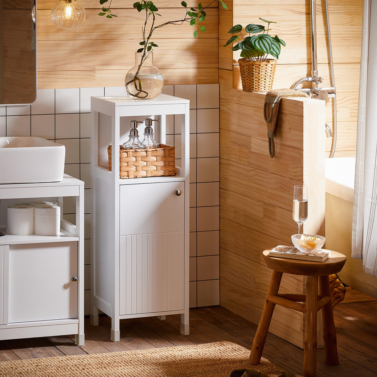 MIDISCHRANK Weiß - Weiß, Holzwerkstoff (30/89/30cm) - SoBuy
