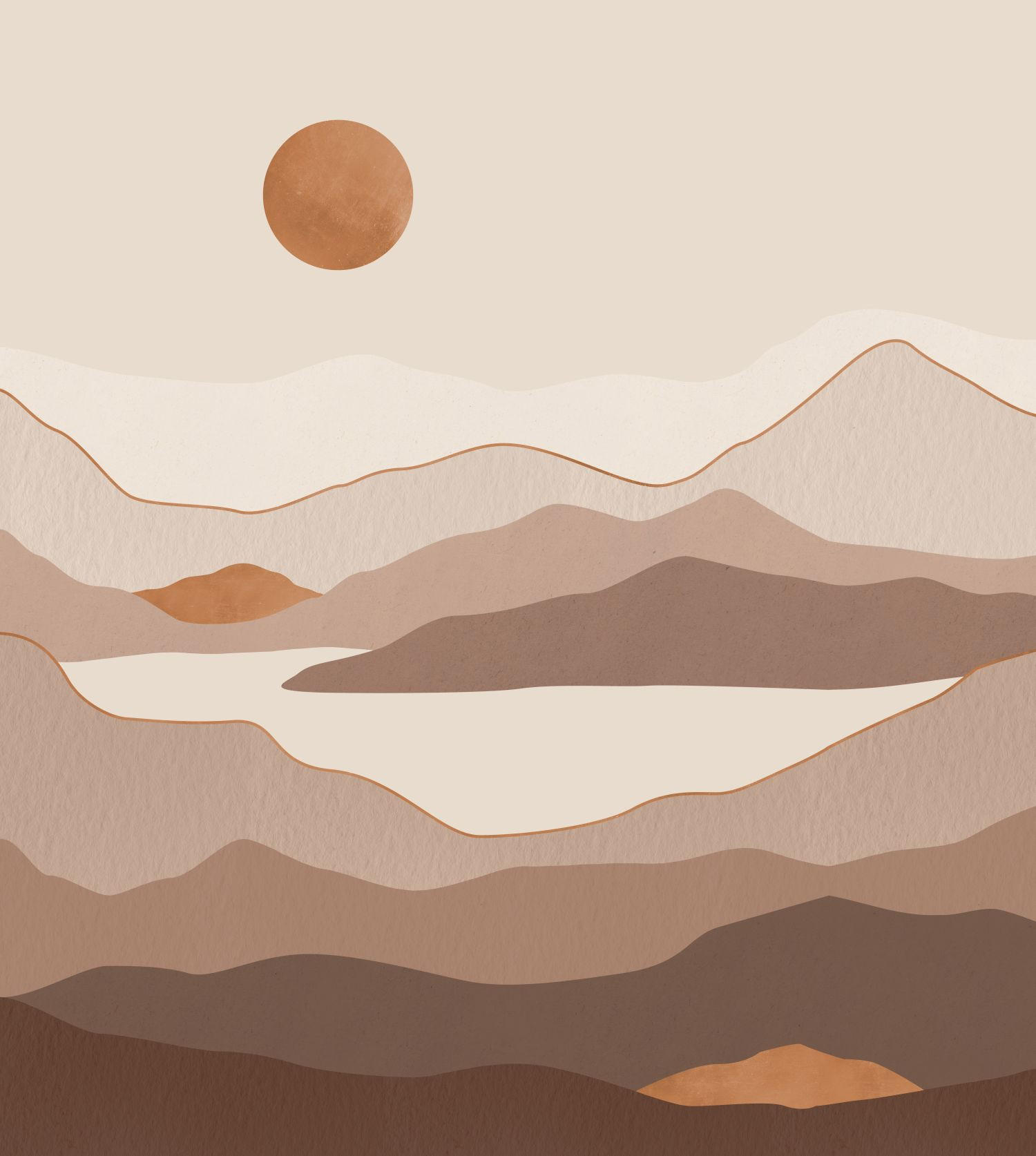 FOTOTAPETE Wüstenlandschaft 250 x 279 cm - Braun, Papier (250/279cm) - ESTAhome