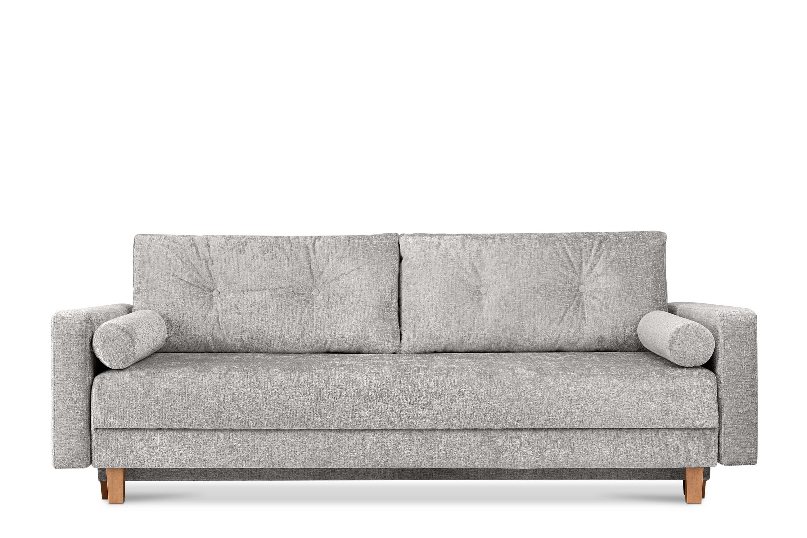 3-SITZER-SCHLAFSOFA ERISO mit weiche Sitzfläche und hohe Rückenlehne, Chenille-Stoff, Silber - Silberfarben/Braun, Textil (220/80/100cm) - KONSIMO®