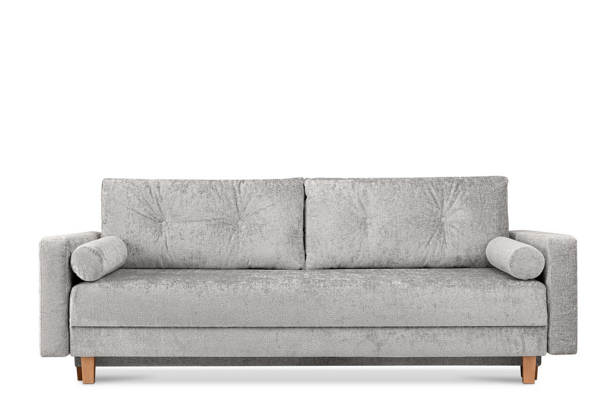 3-SITZER-SCHLAFSOFA ERISO mit weiche Sitzfläche und hohe Rückenlehne, Chenille-Stoff, Silber - Silberfarben/Braun, Textil (220/80/100cm) - KONSIMO®