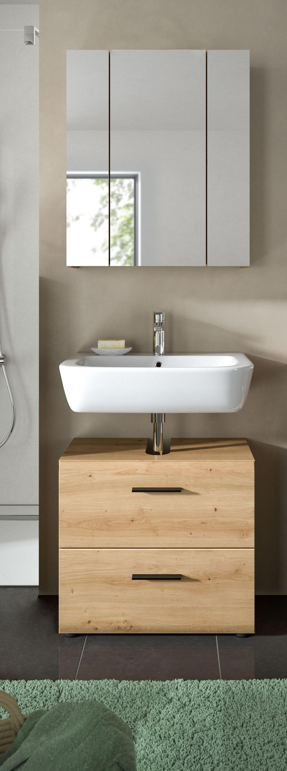 BAD-SET ICE 2-tlg. (B/H/T: ca. 60/185/30 cm) in Artisan Oak Nachbildung/Artisan Oak Nachbildung - Eichefarben, Holz (60/185/30cm)