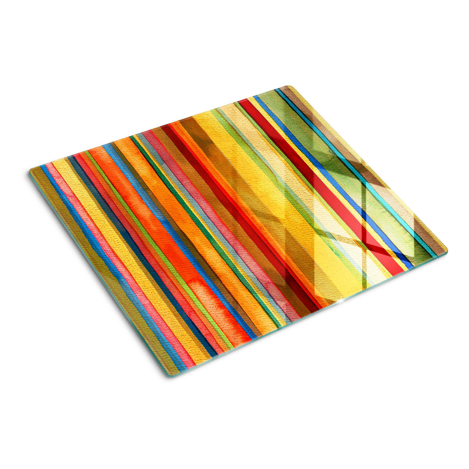 GLASPLATTE 60x52 cm Farbige Streifen - Lila/Braun, Glas (60/0.4/52cm) - TULUP
