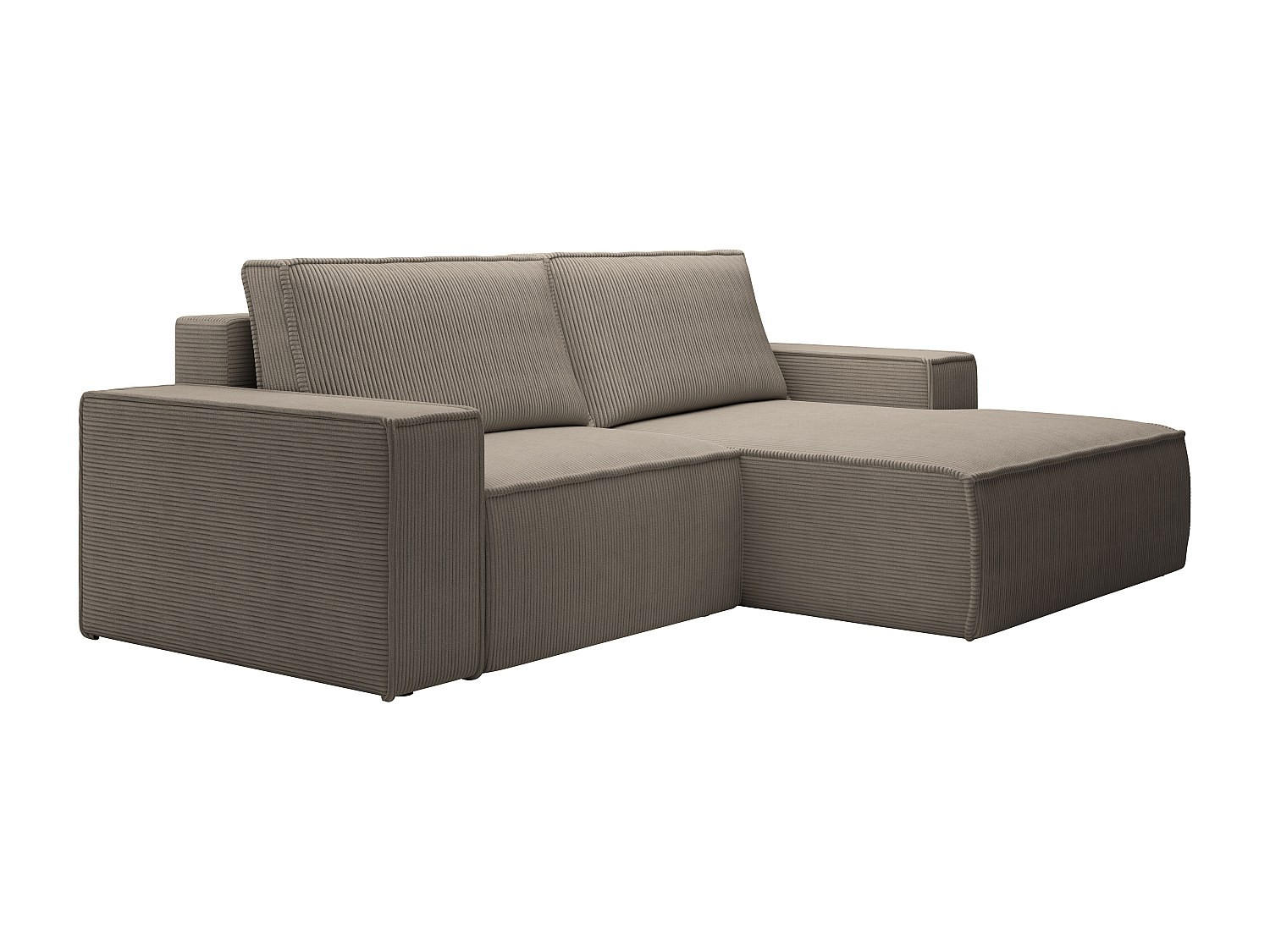 KLEINES Ecksofa mit Schlaffunktion - Ecke rechts - Cord - Taupe - AMELIA - Braun, Textil (240/167cm) - Vente-Unique
