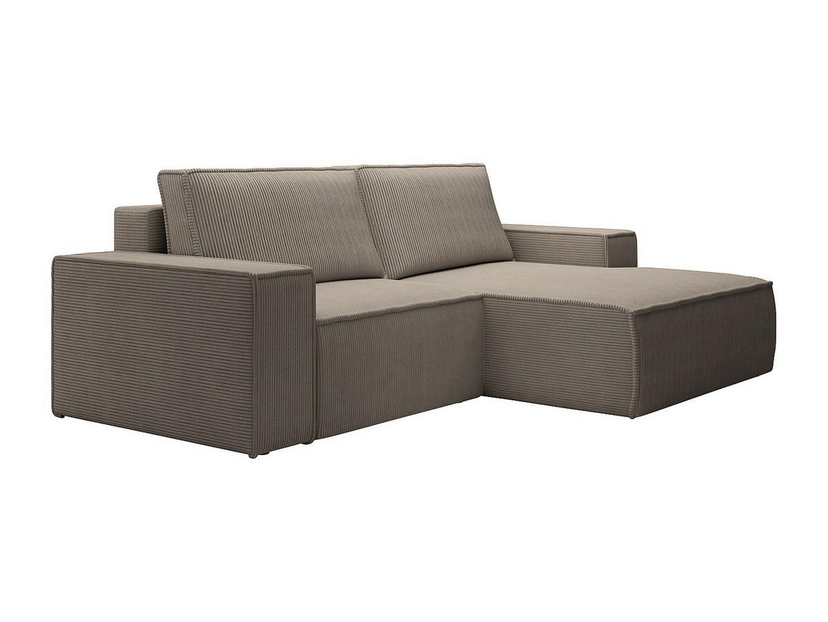 KLEINES Ecksofa mit Schlaffunktion - Ecke rechts - Cord - Taupe - AMELIA - Braun, Textil (240/167cm) - Vente-Unique