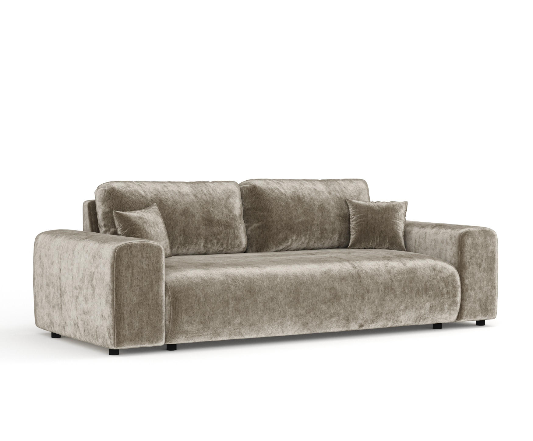 3-SITZER-SOFA Zanzibar Beige Chenille - Beige/Schwarz, Holz/Holzwerkstoff (213/79/108cm) - Maison de Reve