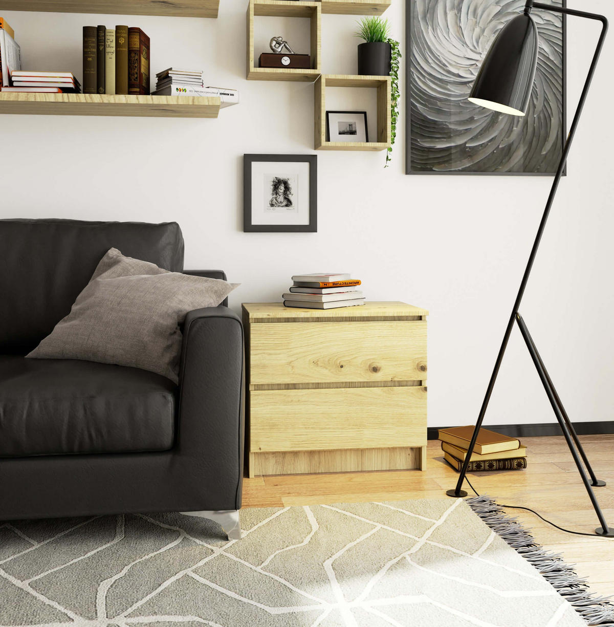 KOMMODE K60, Craft, 60x40x77 cm - Eiche Artisan, Holz (60/55/40cm) - Milordbikes