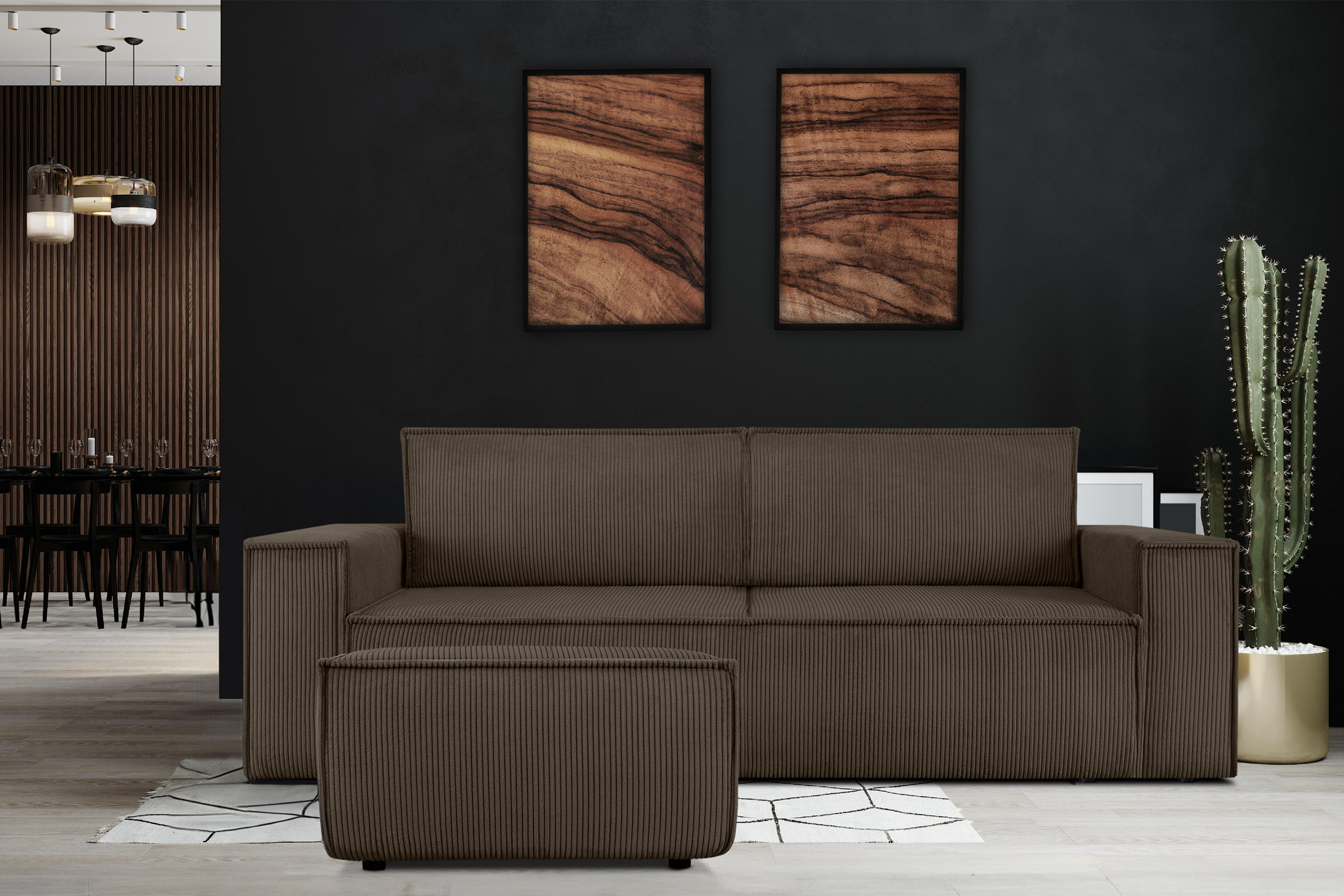Thumbnail - Konsimo® Sitzpouf, Braun, Textil, 83x45x83 cm, FSC 100%, Hergestellt in Europa, Wohnzimmer, Hocker, Poufs