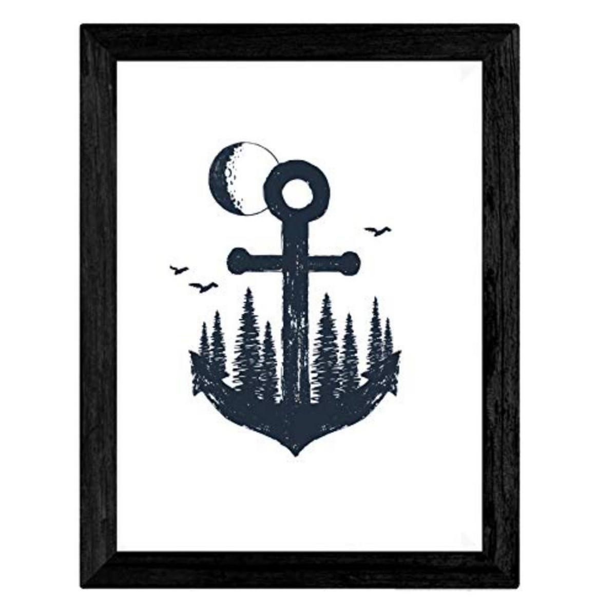 POSTER Set mit 4 Waldvögeln A3 Schwarzer Rahmen - Schwarz, Papier (29.7/3cm) - Nacnic