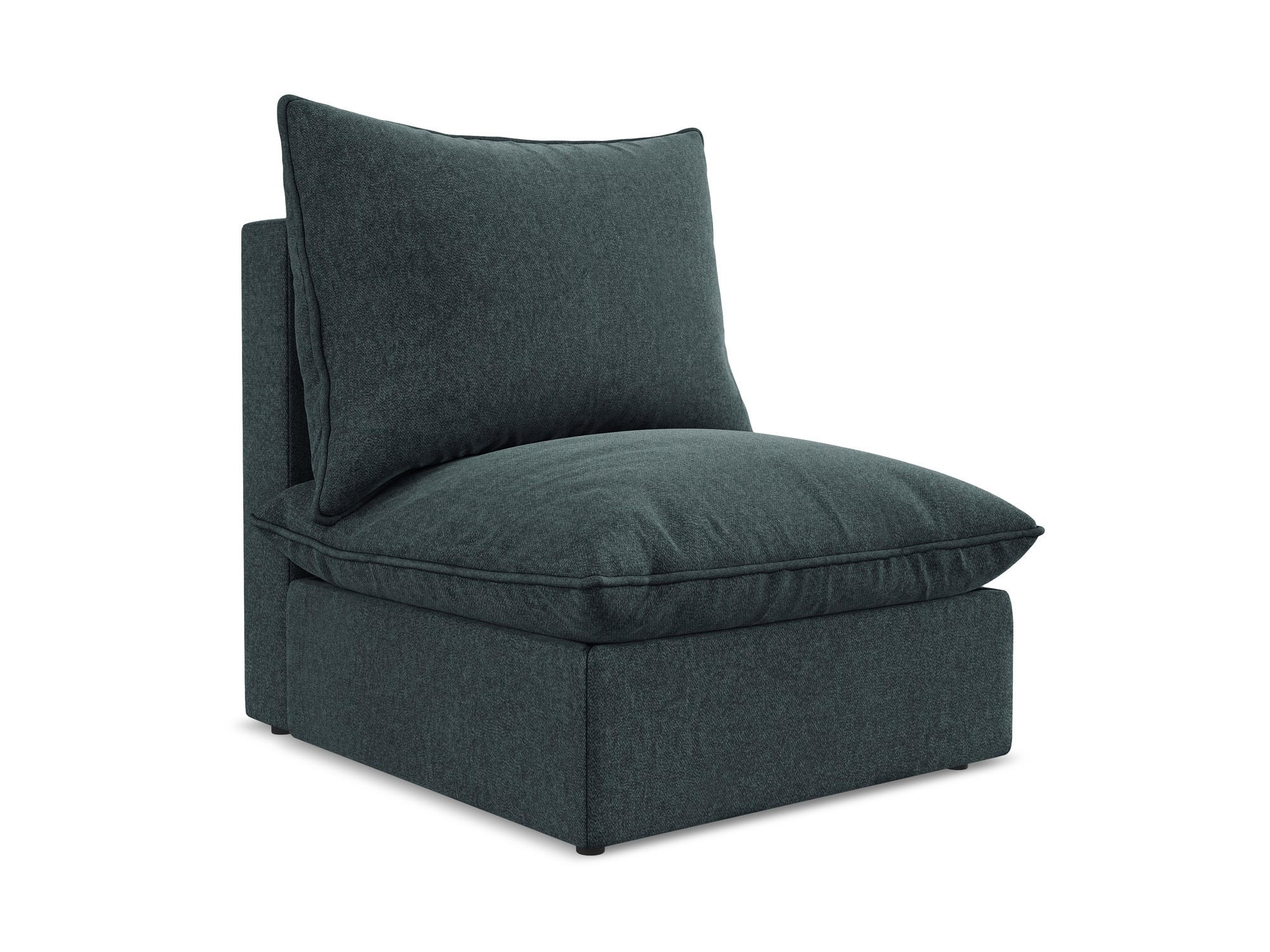 SOFAELEMENT Samt Stoff Blau - Blaugrau/Schwarz, Holzwerkstoff/Kunststoff (75/77/90cm) - Makamii