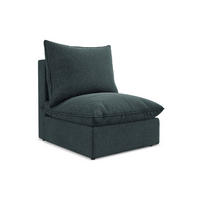 SOFAELEMENT Samt Stoff Blau - Blaugrau/Schwarz, Holzwerkstoff/Kunststoff (75/77/90cm) - Makamii
