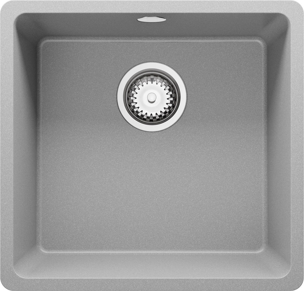 UNTERBAUSPÜLE GRANIT Venedig Easy, 2-er set Grau 46/44 cm 1 Becken + Ablauf-Set ab 50er Unterschrank - Chromfarben/Grau, Kunststoff (46/20/44cm) - Primagran