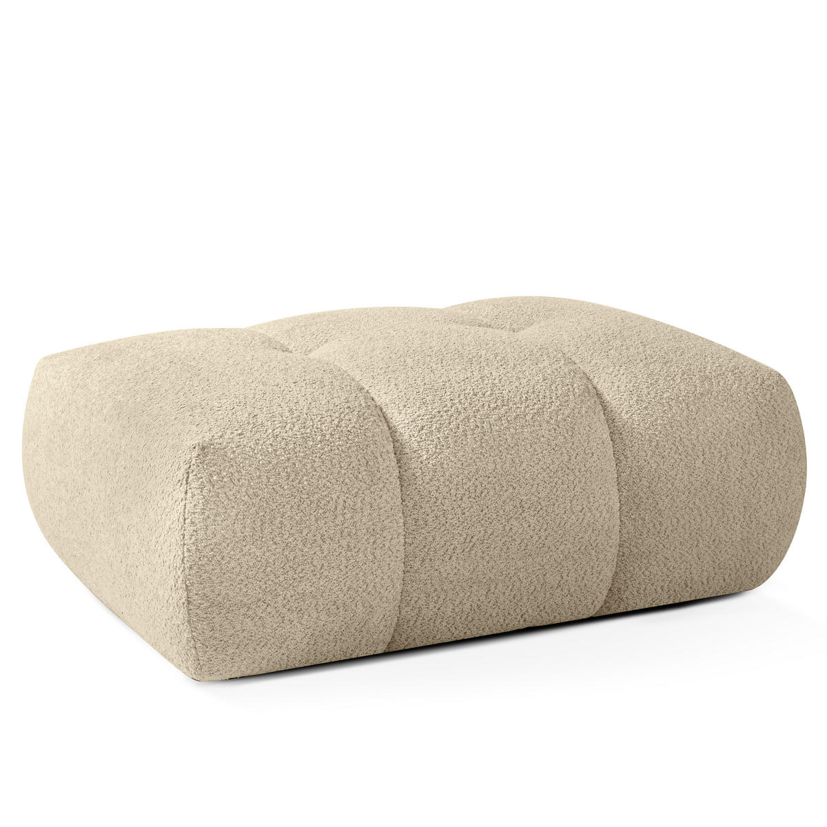 POUF LIRA, Hellbeige, Bouclé - Beige, Holz/Holzwerkstoff (96/43/50cm) - KONSIMO®