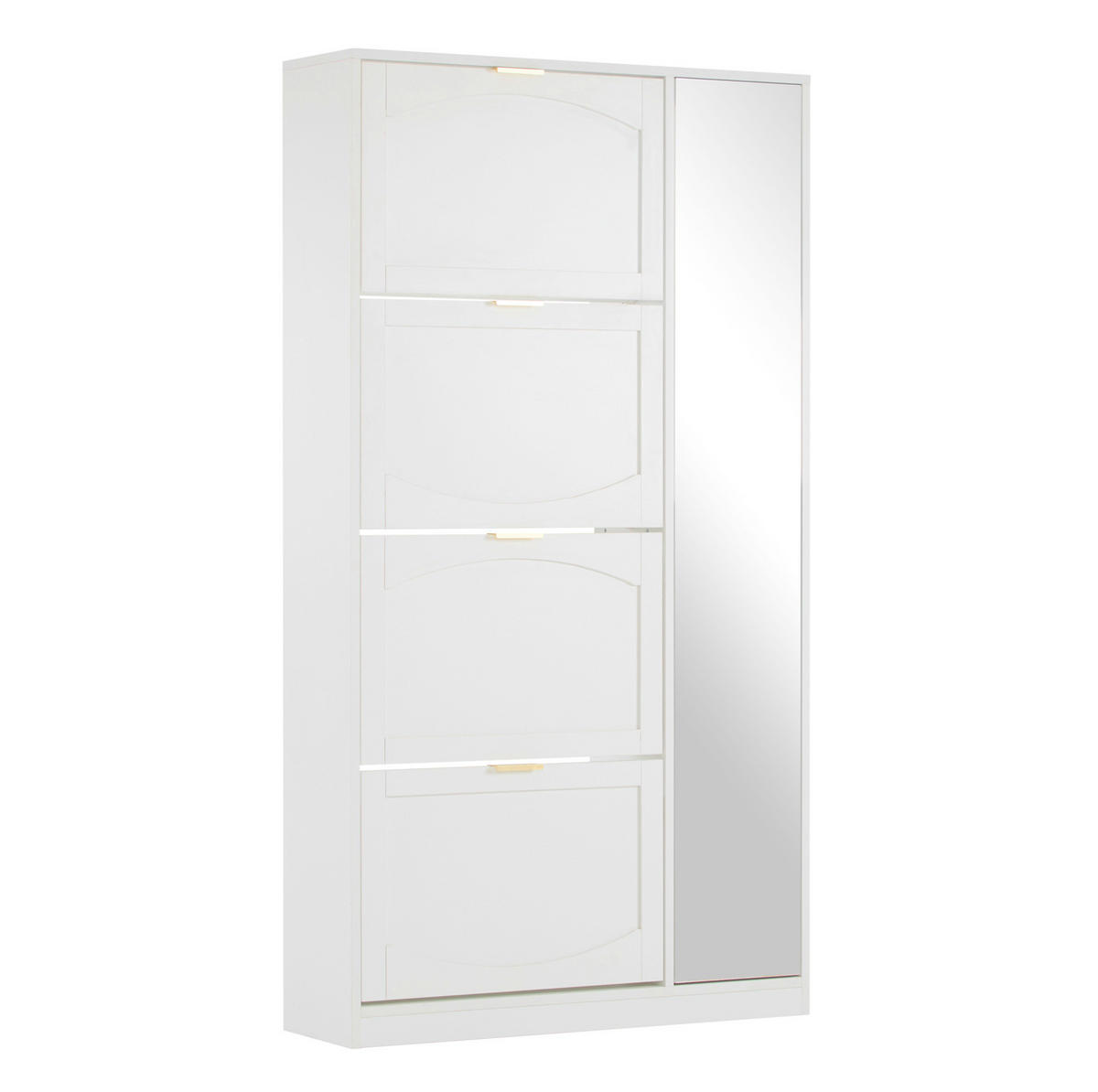 ORMAR za cipele 24/80/147 cm bijeli od iverice sa zrcalnim vratima i 4 preklopna pretinca - bijela, drvni materijal (80/147/24cm) - OKWISH