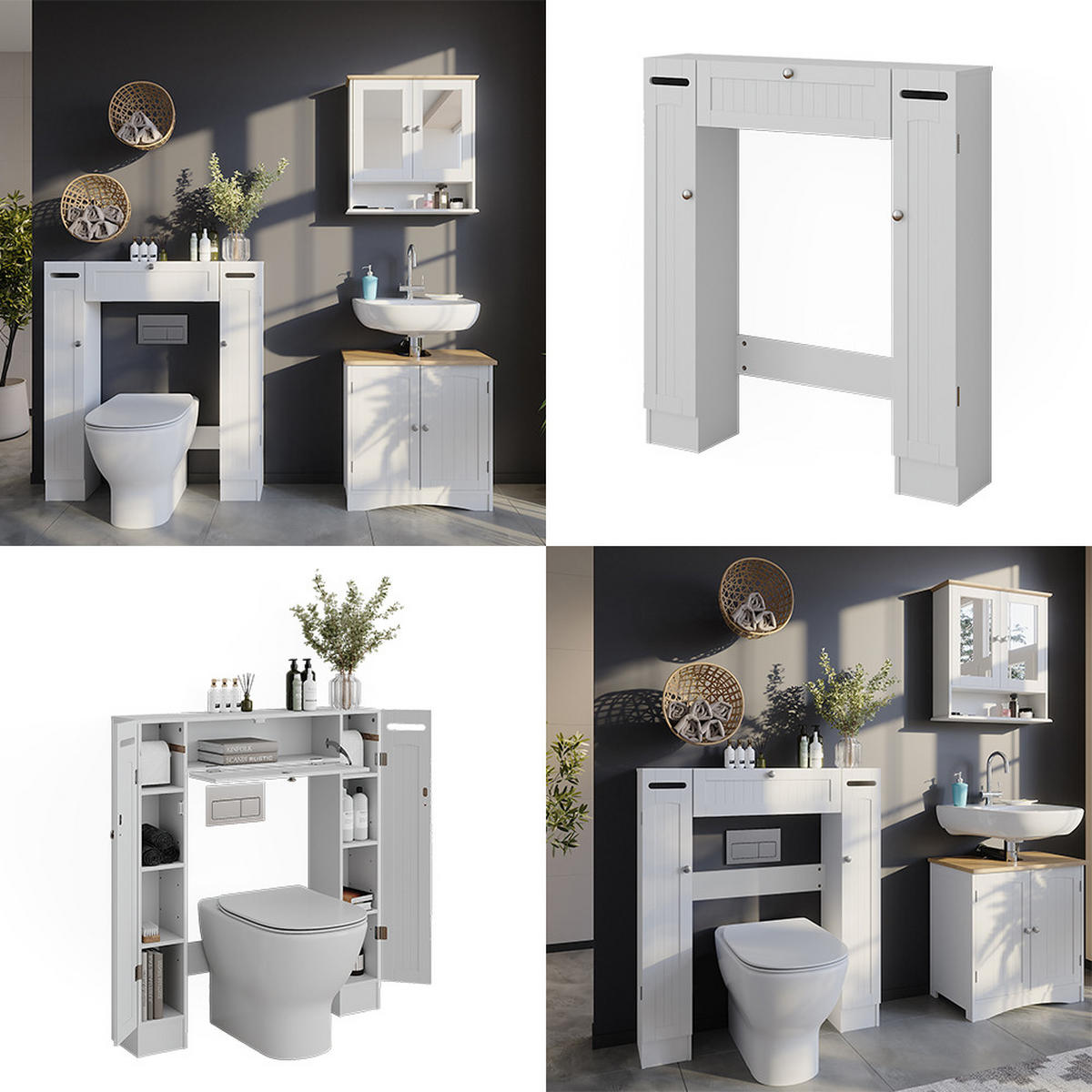 TOILETTENSCHRANK Bianco Weiß 89 x 99 cm mit 2 Toilettenpapierspendern - Weiß, Holzwerkstoff (89/99/19.5cm) - Vicco