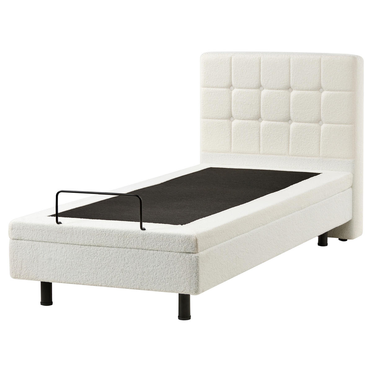 POSTEL nastavitelná 90/200 cm Bouclé Krémově bílá Duke - krémová, textil (90/200cm) - Beliani