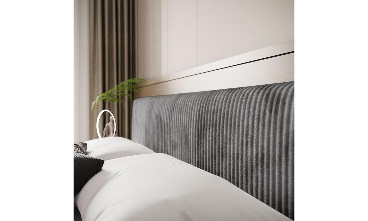 POLSTERBETT TILIA LUX 160x200 cm Tilia 90, 34 Holzlatten, Kopfteil 95 cm - Grau, Textil (160/200cm) - Lookway