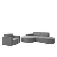 SOFASET Palma Ecksofa Sessel Opera - Grau, Holzwerkstoff/Textil (236/78/165cm) - Fun Möbel