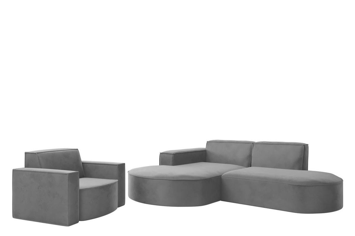 SOFASET Palma Ecksofa Sessel Opera - Grau, Holzwerkstoff/Textil (236/78/165cm) - Fun Möbel