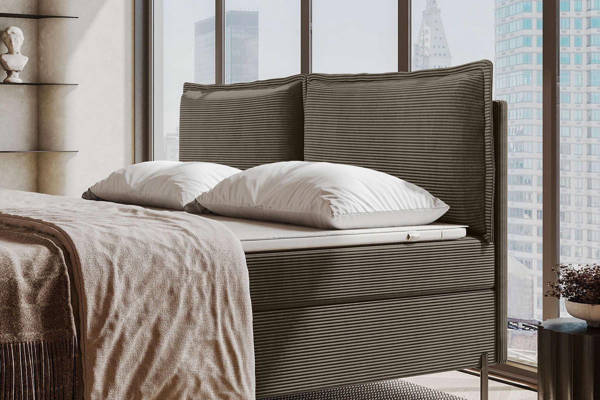 FAMILIENBETT BOXSPRINGBETT VERO PLUS Cordstoff Cappuccino 240/200 cm - Schwarz/Cappuccino, Holzwerkstoff/Textil (240/200cm) - 99rooms