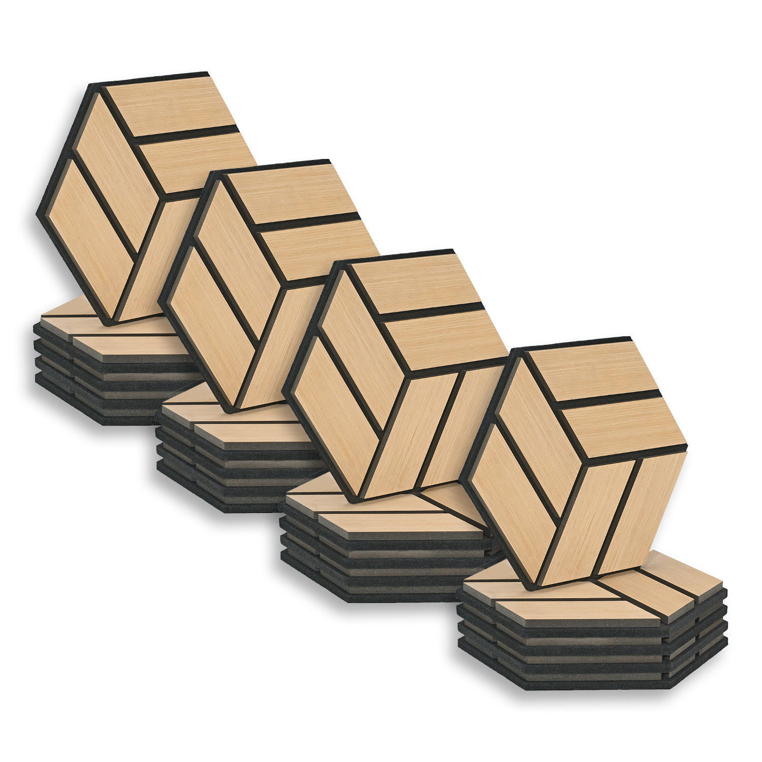 AKUSTIKPANEEL Hexagon Natur 20 Stück - Naturfarben, Holz (30/26/2cm) - Homestyle4u