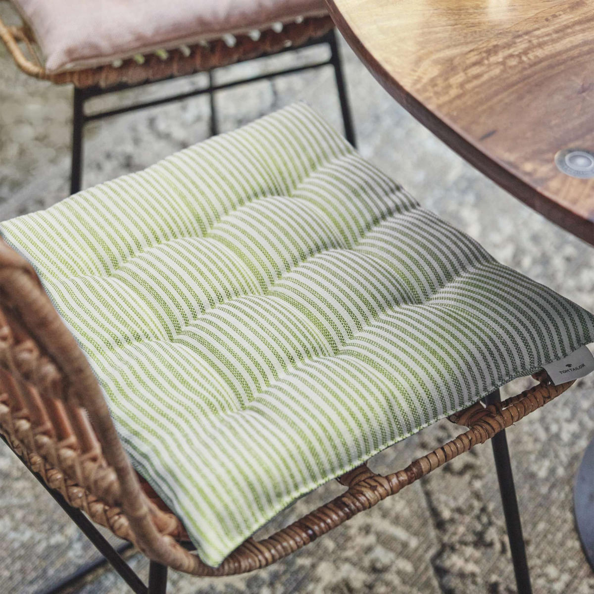 SITZKISSEN FRESHSTRIPE - Grün, Textil (40/40/5cm) - Tom Tailor