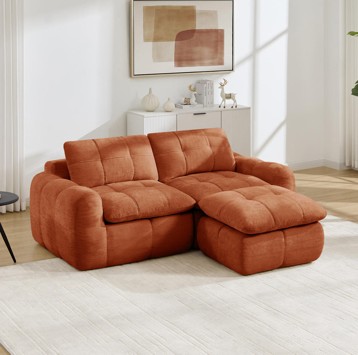 SOFA 194/160/68 cm in Orange aus Chenille, montagefrei und flexibel - Orange, Textil (160/68/194cm) - Flora Grace