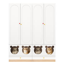 KLEIDERSCHRANK 80/200/50 cm Weiß/Natur aus MDF mit Haustierbereich 2er Set - Naturfarben, Holzwerkstoff (50/200/80cm) - OKMYHOME