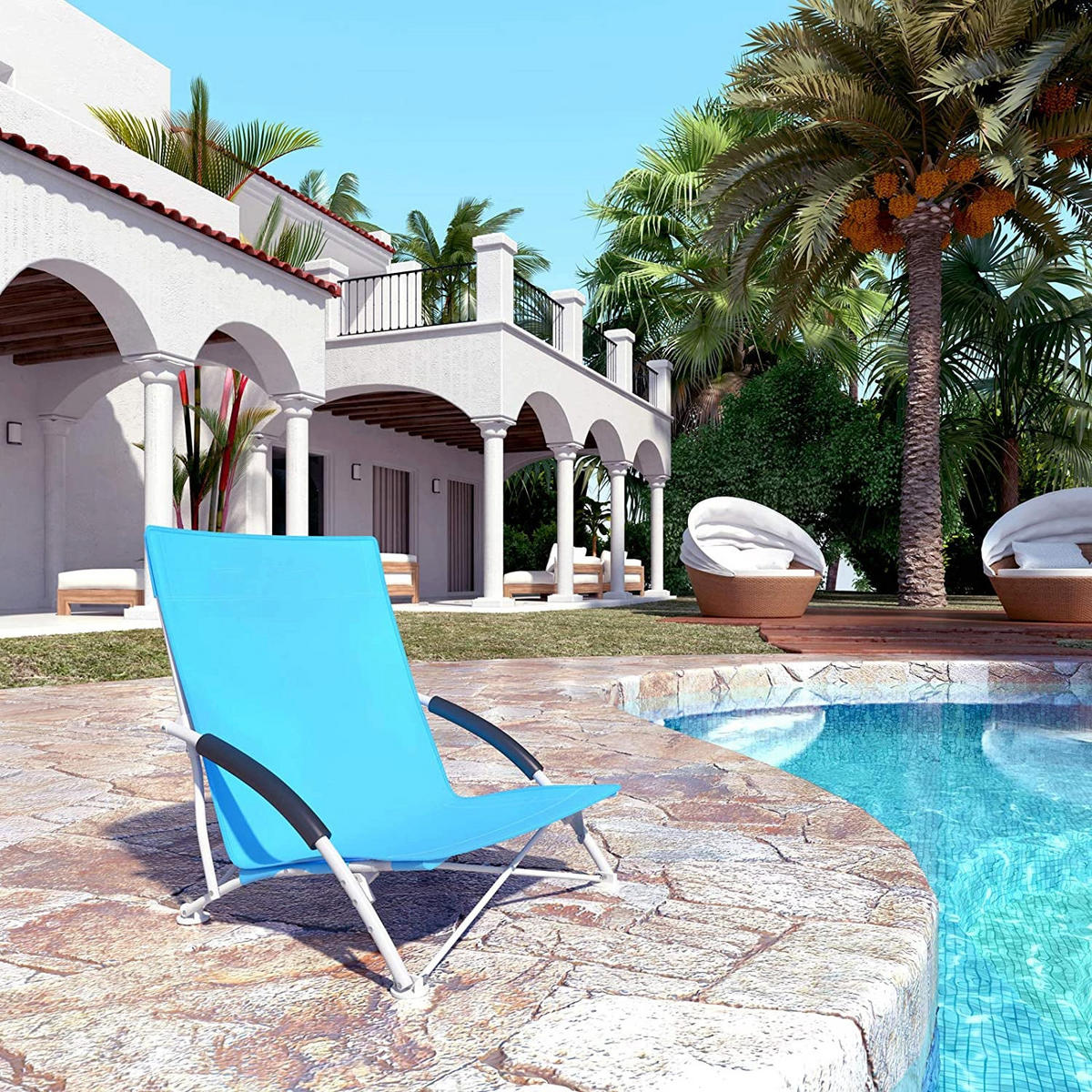 CAMPINGSTUHL KLAPPSTUHL - Blau, Textil (53/74/56cm) - Hansiro