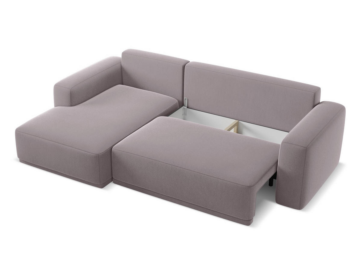 ECKSOFA mit Schlaffunktion Samt Stoff Violett - Lila/Flieder, Kunststoff/Textil (258/160cm) - Makamii