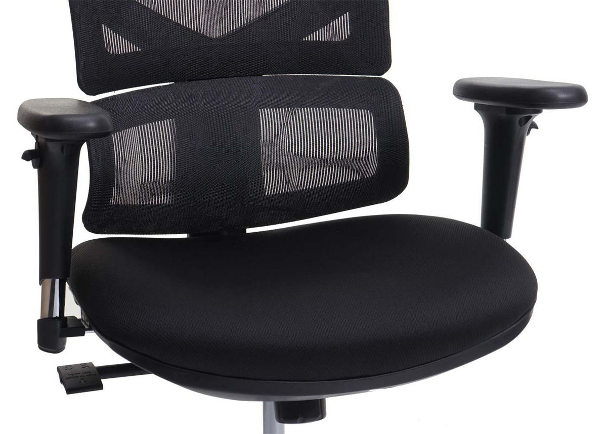 DREHSTUHL HxBxT 136x66x95cm Sitzhöhe 43cm Lordosenstütze hohe Rückenlehne 3D-Armlehnen gepolstert Schwarz ergonomisch - Schwarz, Kunststoff (66/136/95cm) - PROREGAL